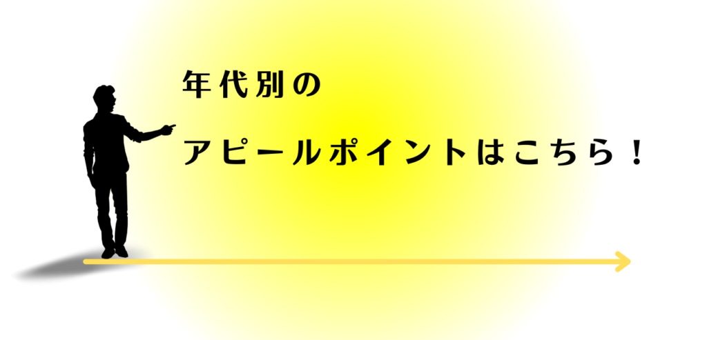 年代別のアピールポイントを解説する男性アドバイザー